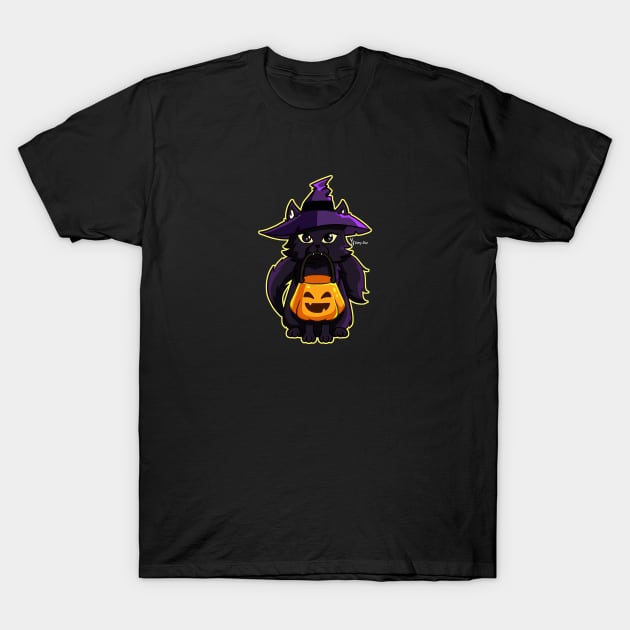 Cat Witch - Halloween T-Shirt by vanyroz